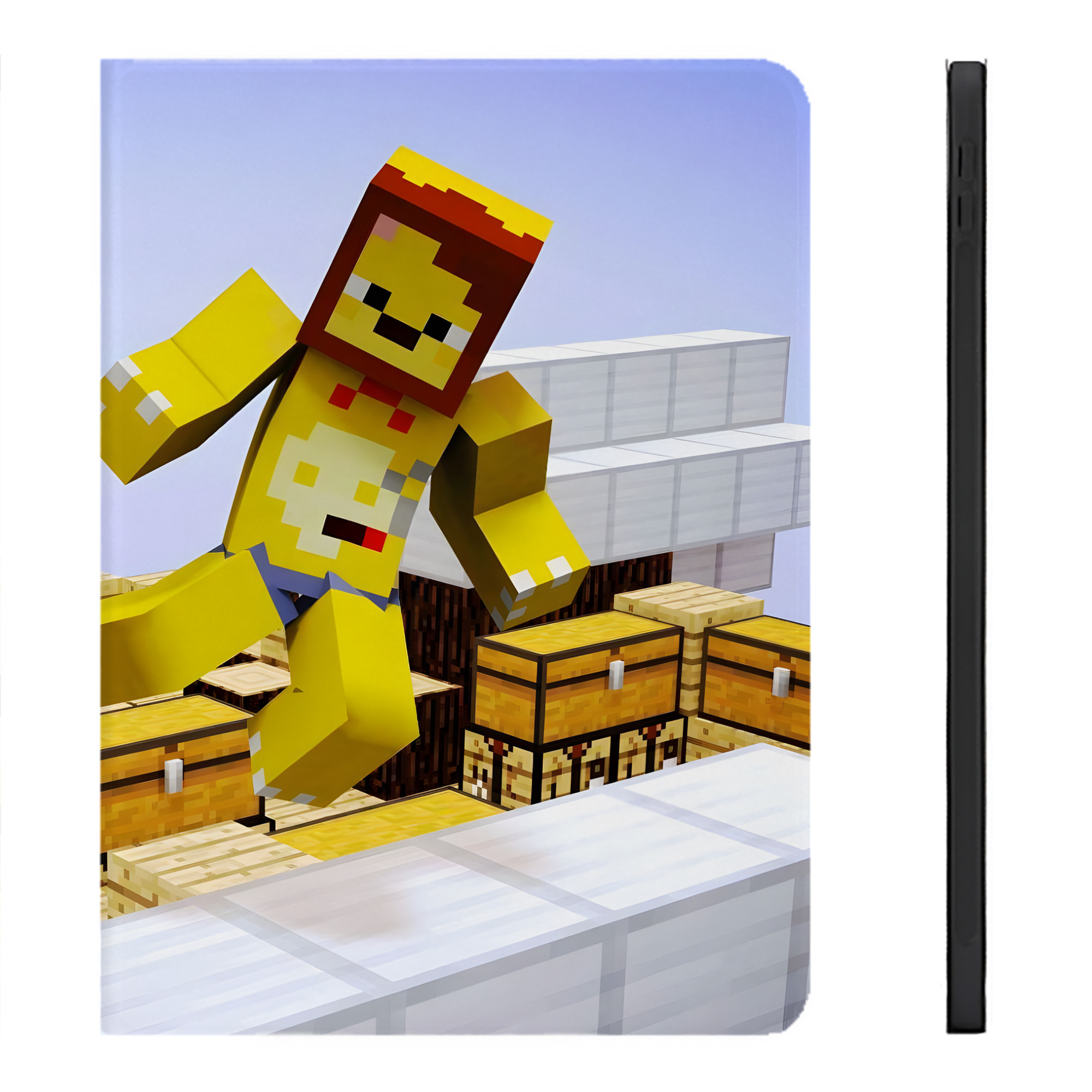 （画像用） マインクラフト ブロックの世界 Minecraft MC Block world IPadケース ペンホルダー付き ブックスタイルデザイン
